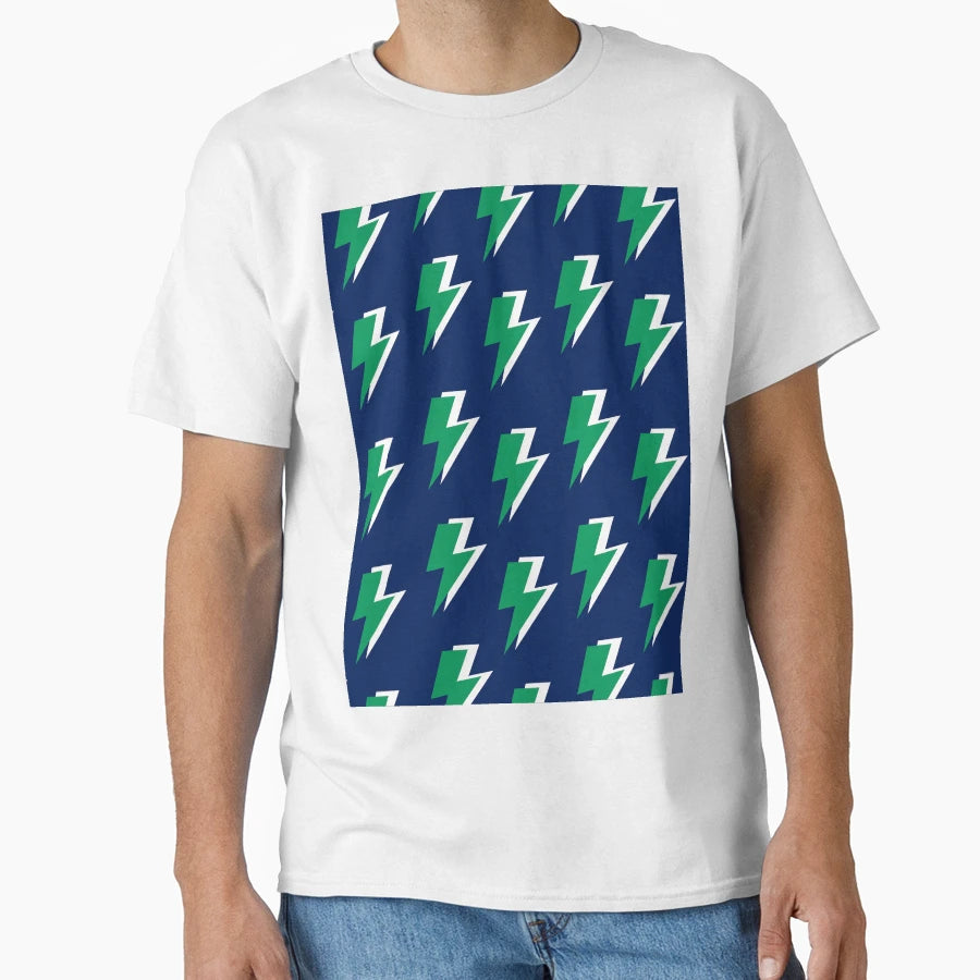 Green Lightning Blue Background T-Shirt - Trendy Graphic Men Women - T-Shirt, Sweatshirt, Hoodie