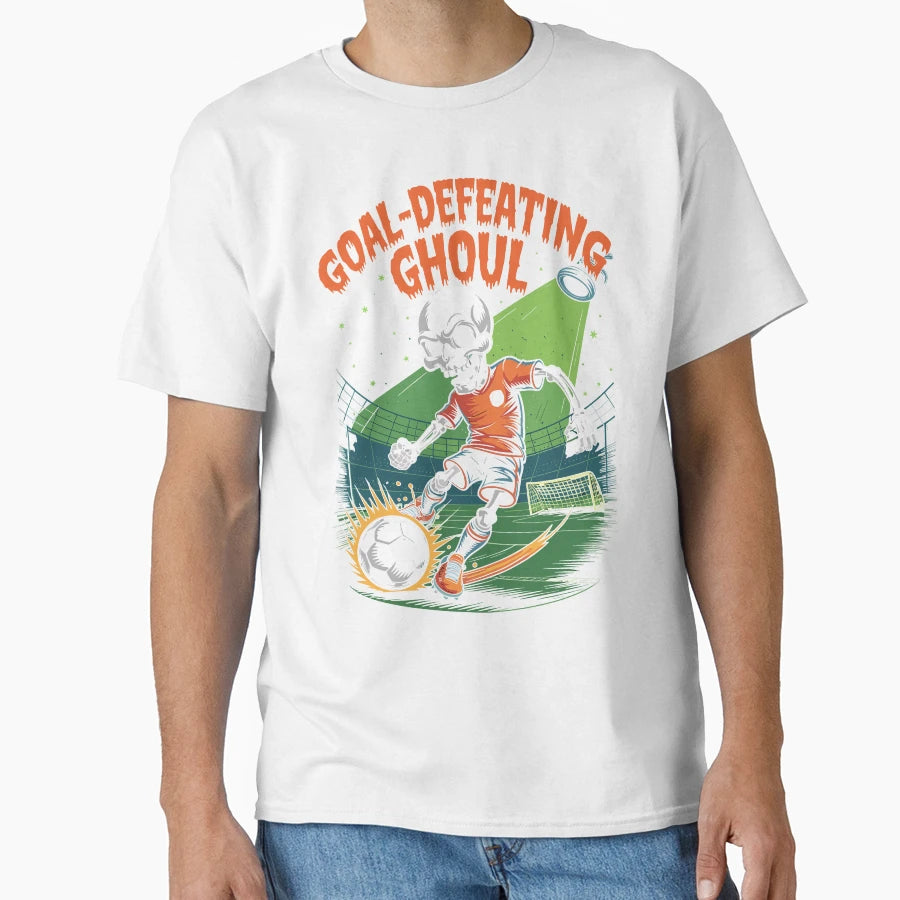 Goal Defeating Ghoul Skeleton Soccer T-Shirt - Unique Graphic Unisex - T-Shirt, Sweatshirt, Hoodie