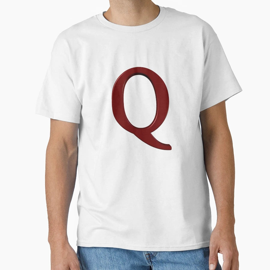 Letter Q Dimensional Red T-Shirt - Unique Graphic Men Women - T-Shirt, Sweatshirt, Hoodie