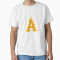 Fire Letter Typography Flaming Alphabet Art T-Shirt - Trendy Graphic Unisex - T-Shirt, Sweatshirt, Hoodie