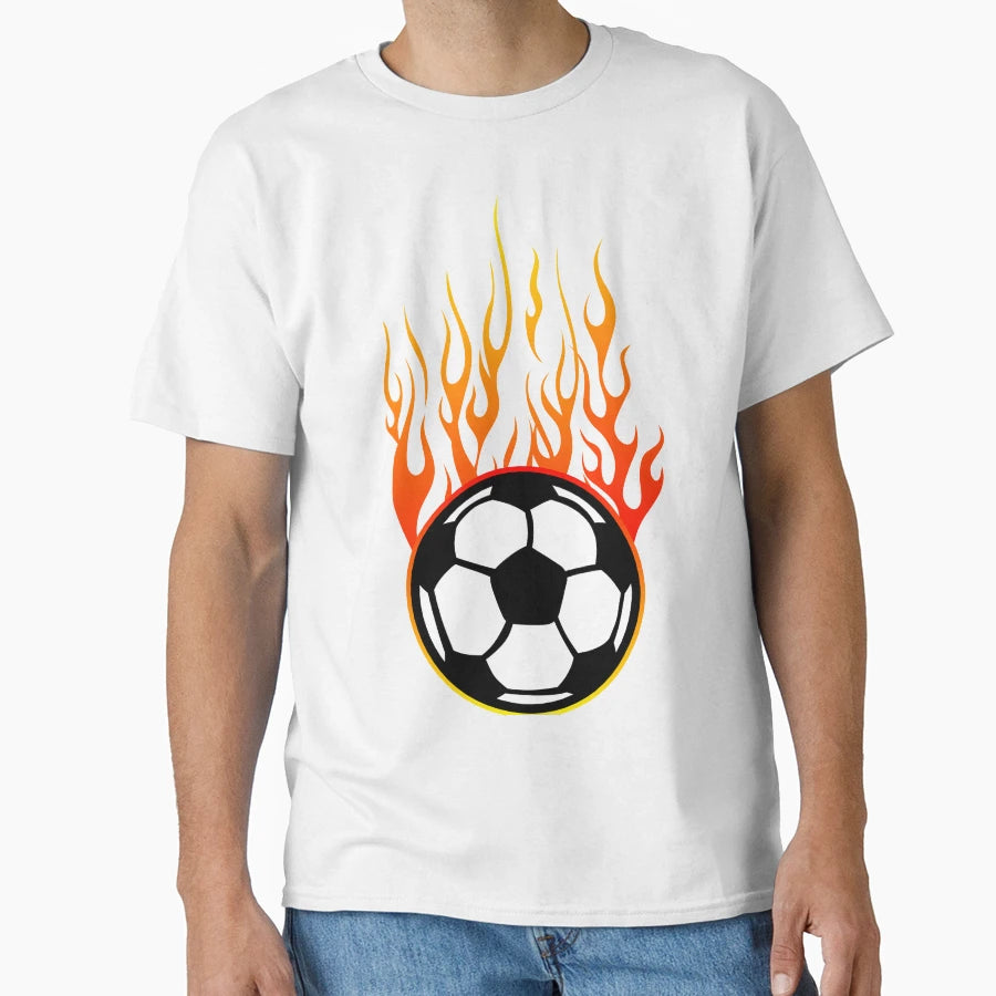 Soccer Ball Flame Fire Flame Logo T-Shirt - Casual Everyday Wear for Adults - T-Shirt, Sweatshirt, Hoodie