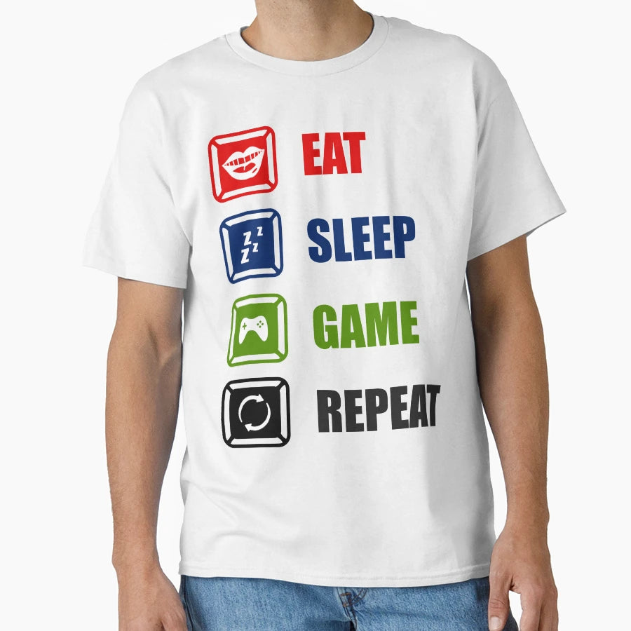 Eat Sleep Game Repeat T-Shirt - Minimalist Print Men Women - T-Shirt, Sweatshirt, Hoodie