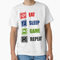 Eat Sleep Game Repeat T-Shirt - Minimalist Print Men Women - T-Shirt, Sweatshirt, Hoodie