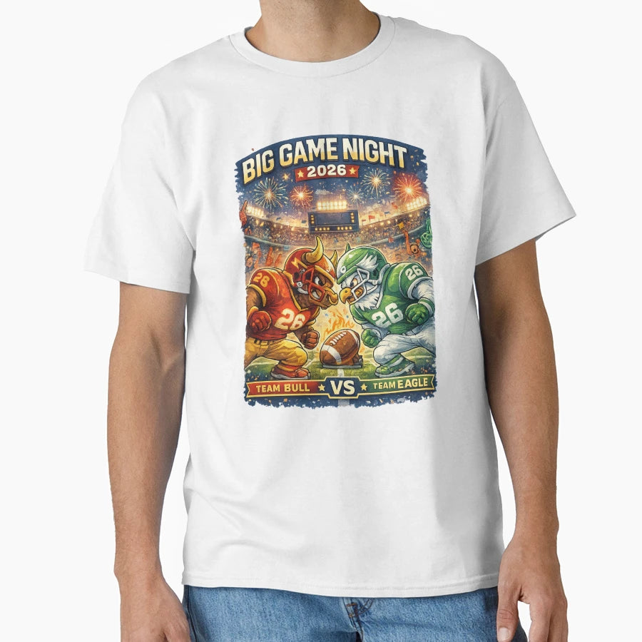 Big Game Night 2026 Football Showdown T-Shirt - Custom Art Print Unisex - T-Shirt, Sweatshirt, Hoodie