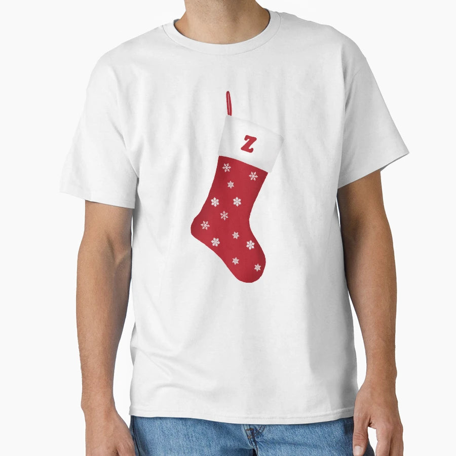 Letter Z Festive Stocking T-Shirt - Unique Graphic Men Women - T-Shirt, Sweatshirt, Hoodie
