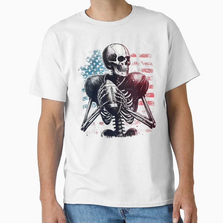 Spooky Halloween Skeleton American T-Shirt - Novelty Apparel Unisex - T-Shirt, Sweatshirt, Hoodie