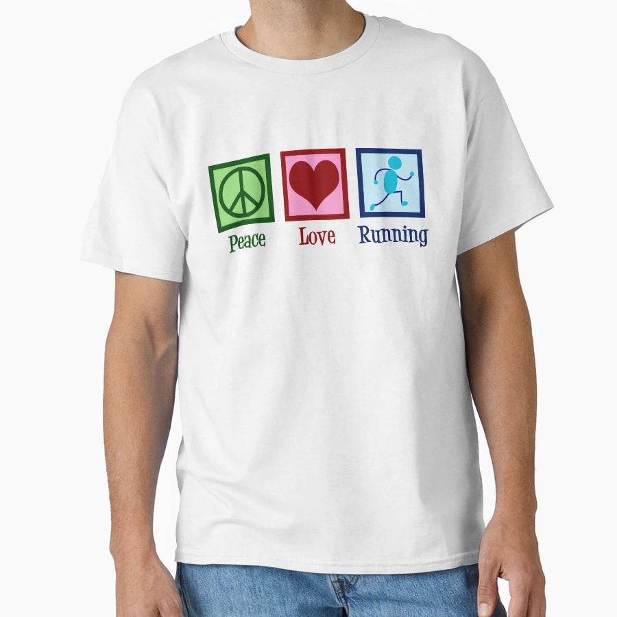 Peace Love Running T-Shirt - Novelty Apparel Unisex - T-Shirt, Sweatshirt, Hoodie