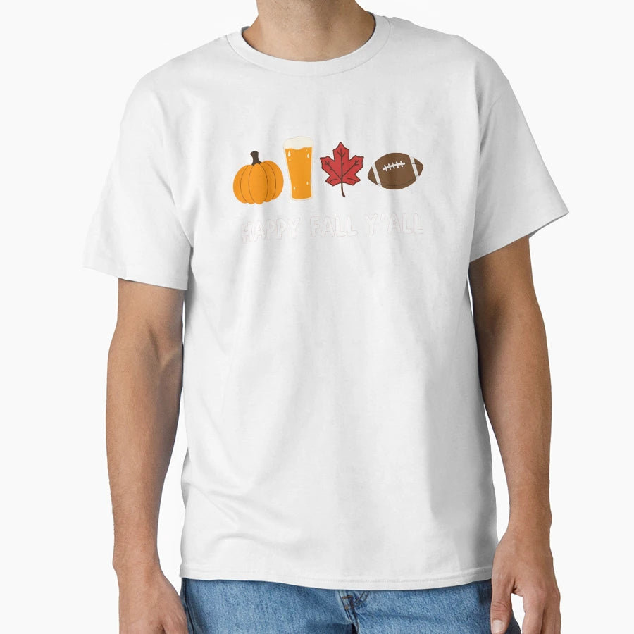 Happy Fall Icons T-Shirt - Custom Art Print Men Women - T-Shirt, Sweatshirt, Hoodie