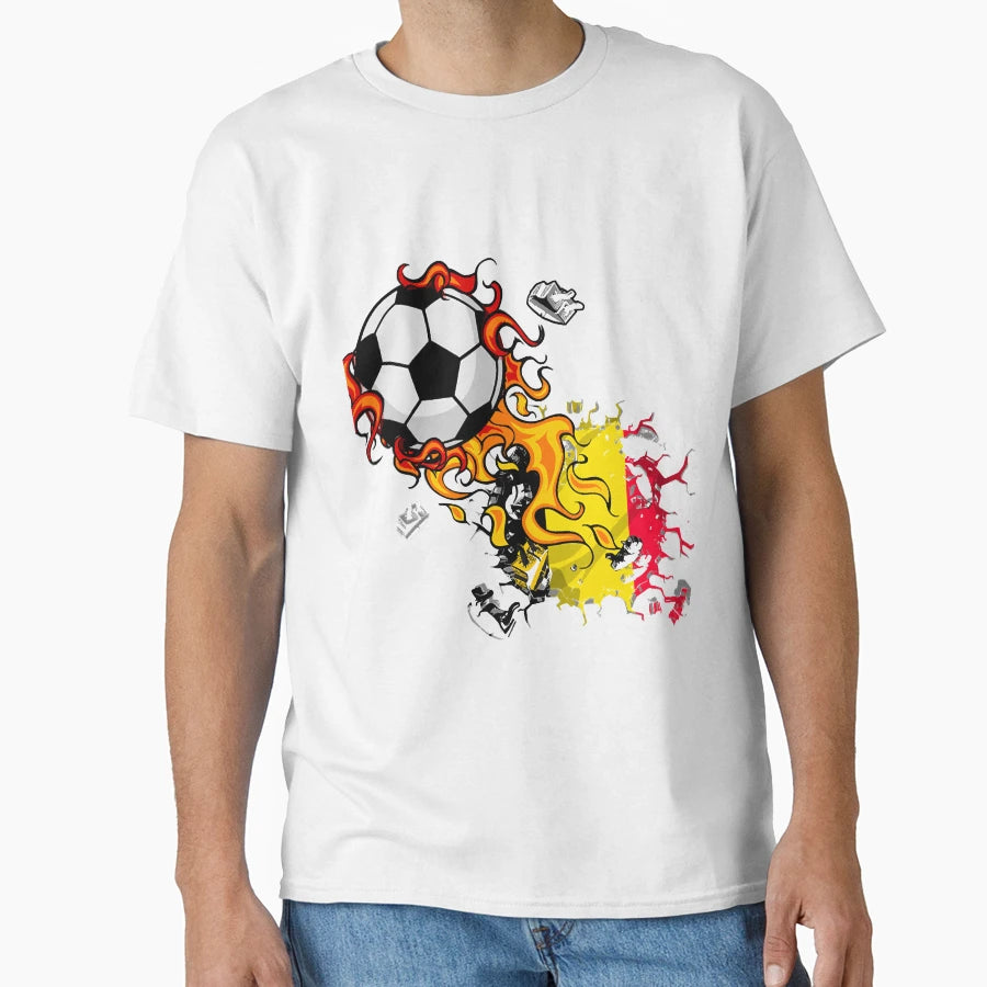 Belgium Soccer Belgium Flag Soccer Ball T-Shirt - Novelty Apparel Unisex - T-Shirt, Sweatshirt, Hoodie