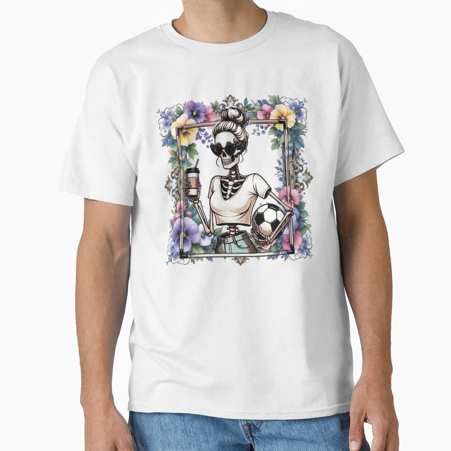 Female Skeleton Ball Among Flowers T-Shirt - Trendy Graphic for Adults - T-Shirt, Sweatshirt, Hoodie