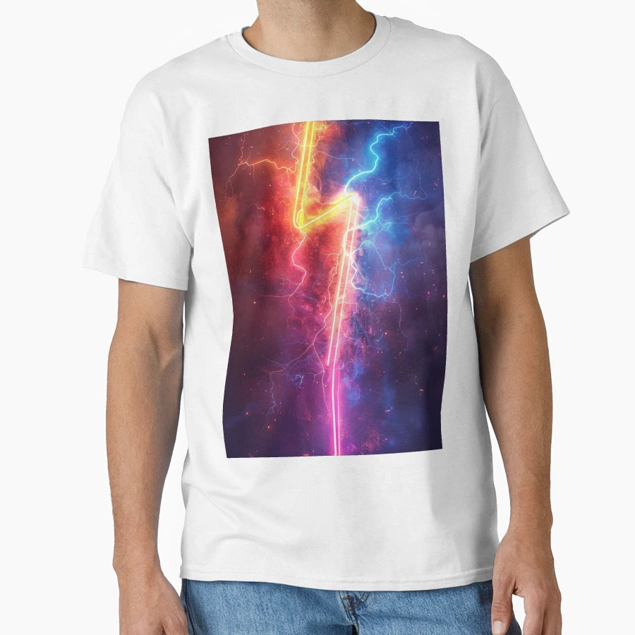Neon Lightning Bolt Illustration T-Shirt - Unique Graphic Men Women - T-Shirt, Sweatshirt, Hoodie