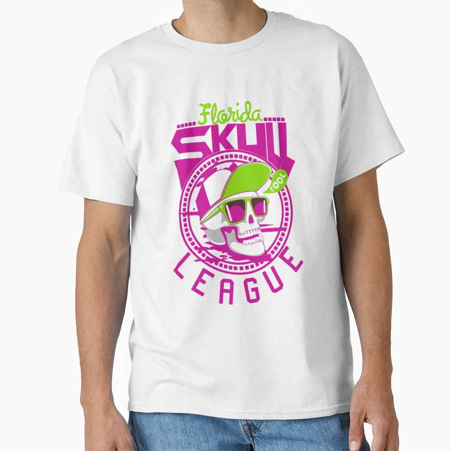 Florida Skull League Neon Skater T-Shirt - Fun Novelty Design for Adults - T-Shirt, Sweatshirt, Hoodie