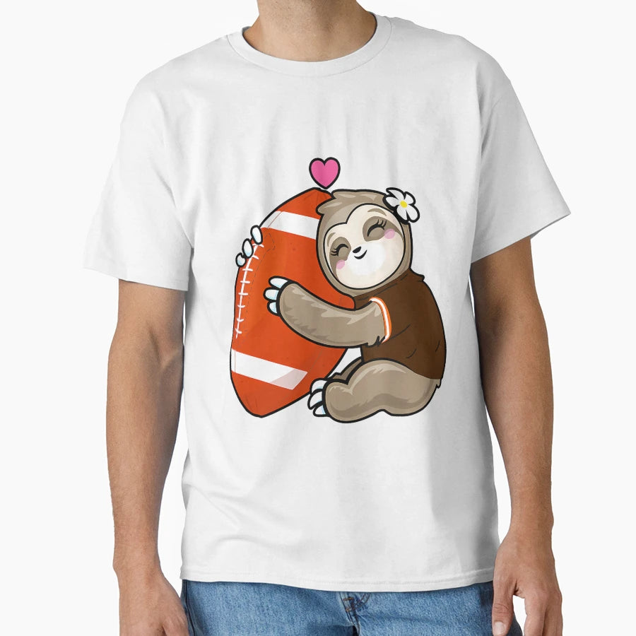Football Sloth Love Cleveland Football T-Shirt - Graphic Print Men Women - T-Shirt, Sweatshirt, Hoodie