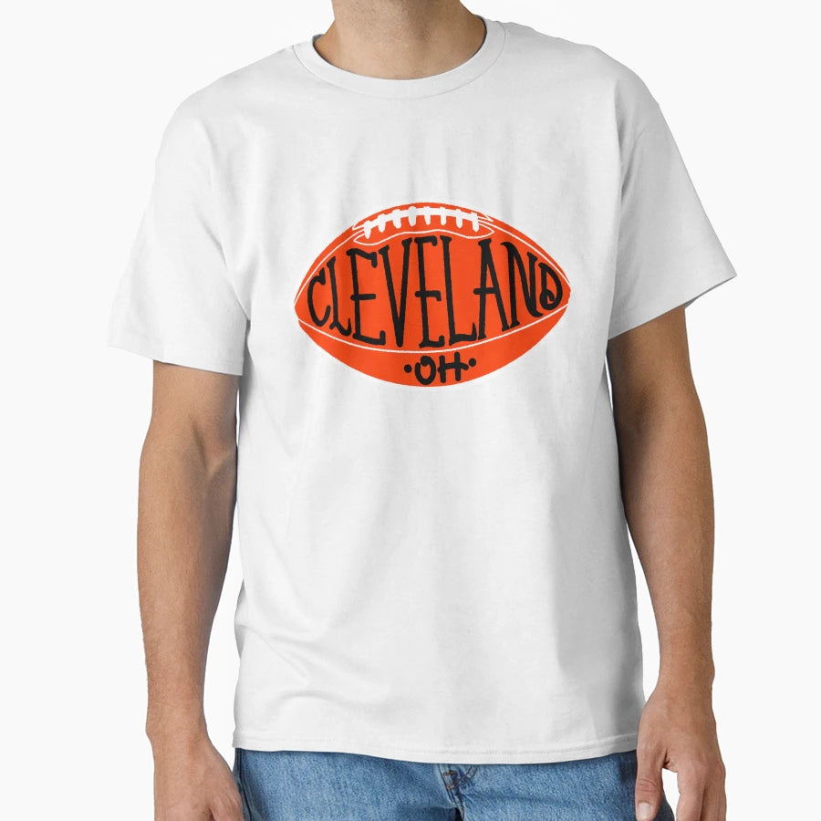 Cleveland Oh Hand Drawn Football T-Shirt - Trendy Graphic Men Women - T-Shirt, Sweatshirt, Hoodie