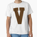 Alphabet Brown V Sports Letter V T-Shirt - Graphic Print for Adults - T-Shirt, Sweatshirt, Hoodie