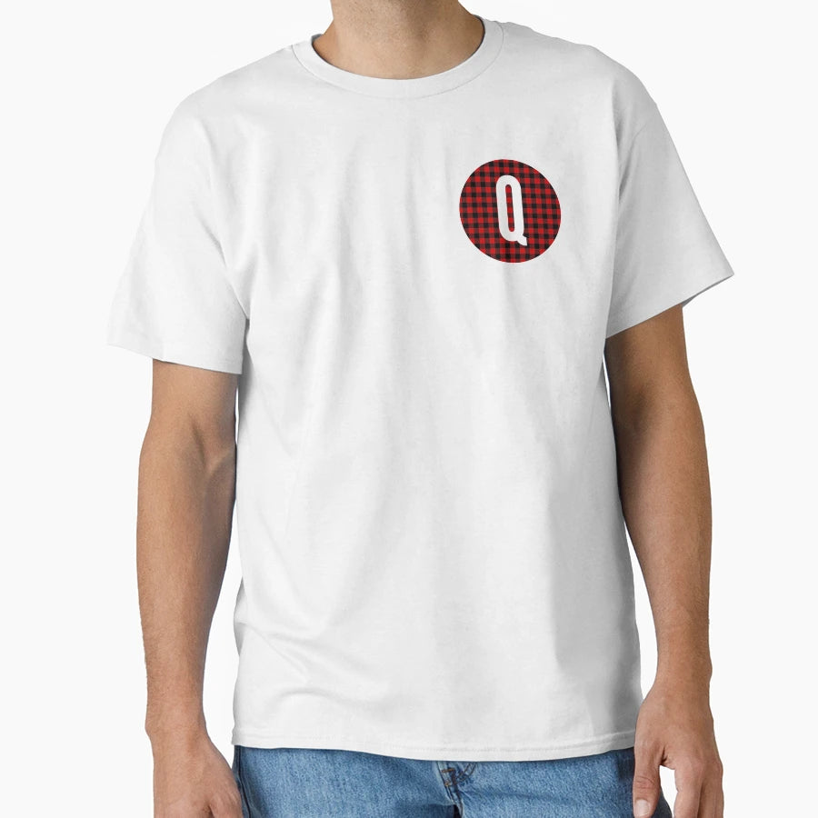 Monogram Letter Q Flannel T-Shirt - Minimalist Print Men Women - T-Shirt, Sweatshirt, Hoodie