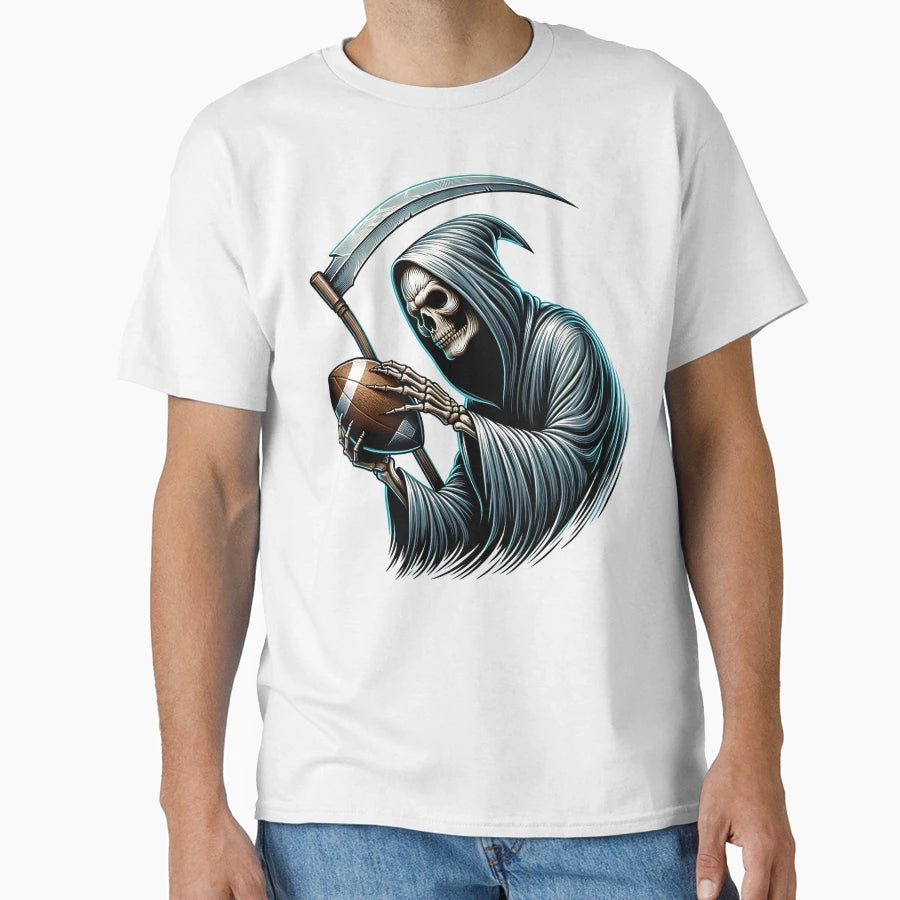 Grim Reaper Plays American Football T-Shirt - Minimalist Print Unisex - T-Shirt, Sweatshirt, Hoodie