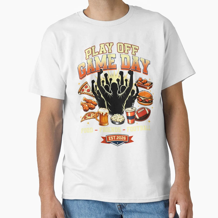 Play Off Game Day Food Friends Football T-Shirt - Graphic Print for Adults - T-Shirt, Sweatshirt, Hoodie