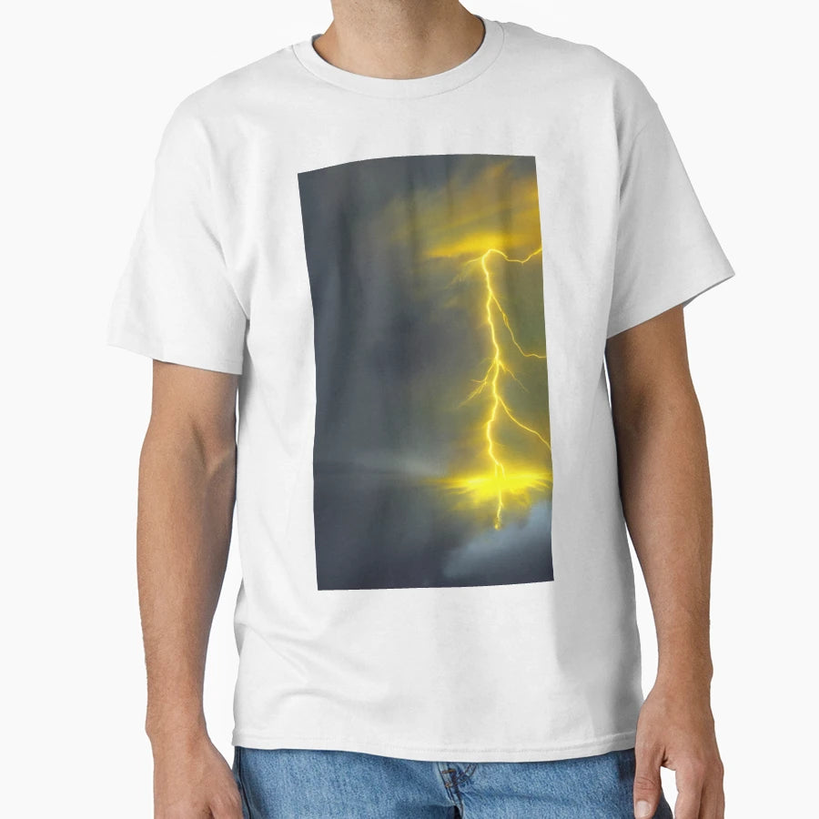 Yellow Lightning Bolt Thunderstorm Ai T-Shirt - Fun Novelty Design Unisex - T-Shirt, Sweatshirt, Hoodie