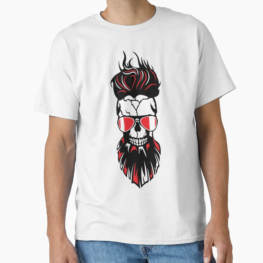 Skull Hipster Bearded Beard Glasses T-Shirt - Unique Graphic for Adults - T-Shirt, Sweatshirt, Hoodie