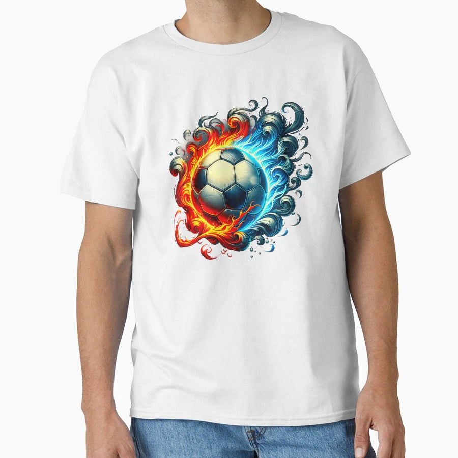 Football Flames Red And Blue T-Shirt - Unique Graphic for Adults - T-Shirt, Sweatshirt, Hoodie