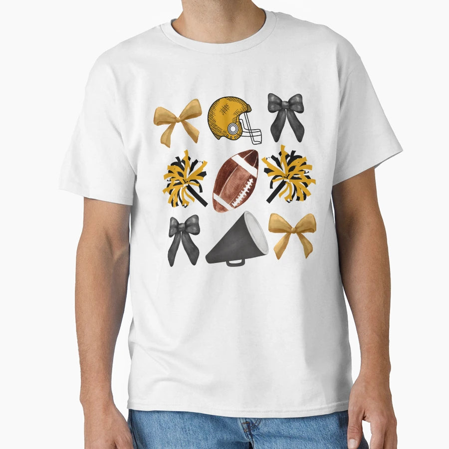 Cheer Football Bow T-Shirt - Graphic Print Unisex - T-Shirt, Sweatshirt, Hoodie
