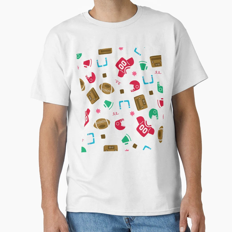 American Football Pattern 2 T-Shirt - Graphic Print Unisex - T-Shirt, Sweatshirt, Hoodie