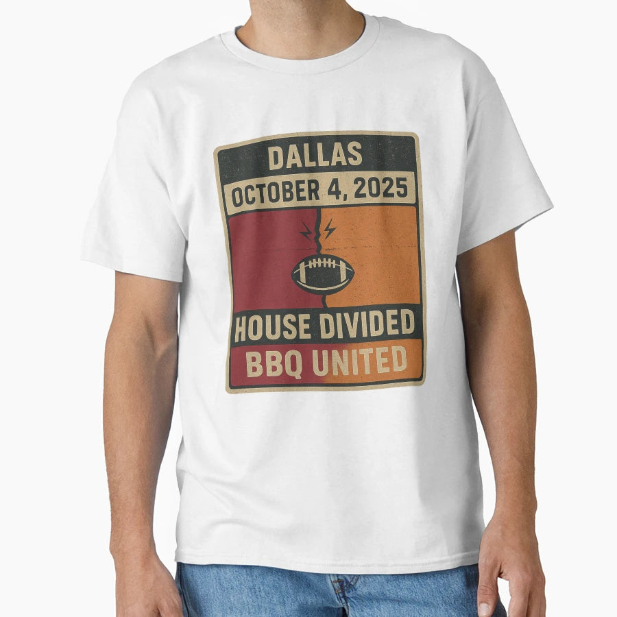House Divided Bbq United Dallas 2025 T-Shirt - Minimalist Print Men Women - T-Shirt, Sweatshirt, Hoodie