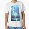 Aqua Lightning Bolt Thunderstorm Ai T-Shirt - Minimalist Print Men Women - T-Shirt, Sweatshirt, Hoodie