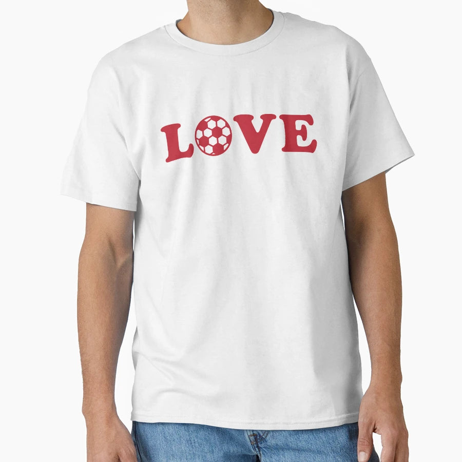 I Love Soccer Red T-Shirt - Minimalist Print Men Women - T-Shirt, Sweatshirt, Hoodie