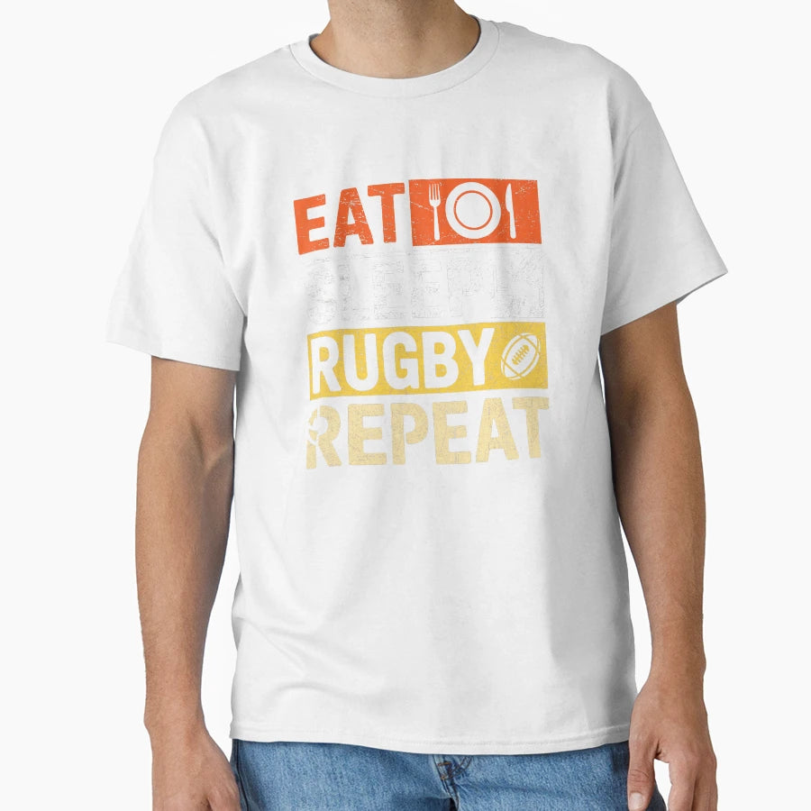 Eat Sleep Rugby Repeat Rugby T-Shirt - Casual Everyday Wear for Adults - T-Shirt, Sweatshirt, Hoodie