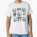 Soccer Balls And Black Bows Pattern T-Shirt - Streetwear Style Unisex - T-Shirt, Sweatshirt, Hoodie