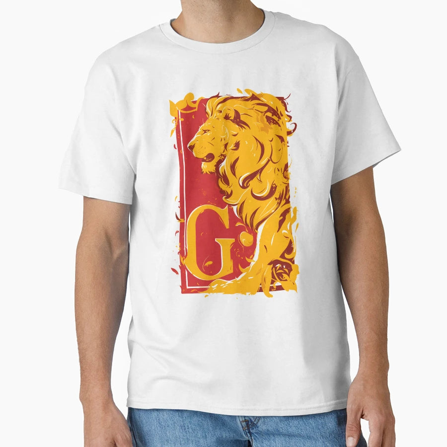 Lion Profile And Letter G Red Backdrop T-Shirt - Graphic Print Unisex - T-Shirt, Sweatshirt, Hoodie