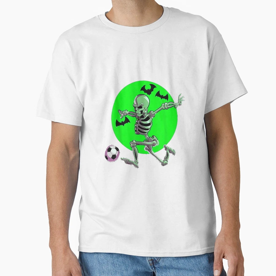 Soccer Skeleton Halloween Soccer T-Shirt - Casual Everyday Wear Unisex - T-Shirt, Sweatshirt, Hoodie