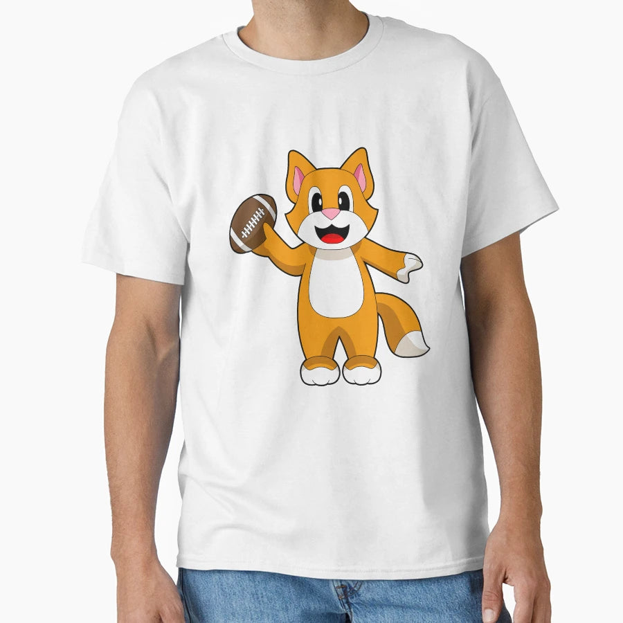 Cat American Football Sports T-Shirt - Novelty Apparel for Adults - T-Shirt, Sweatshirt, Hoodie