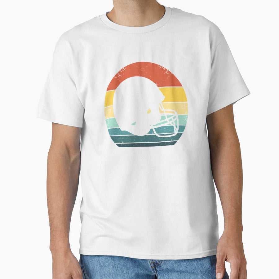 70S American Football Helmet Sunset T-Shirt - Trendy Graphic Men Women - T-Shirt, Sweatshirt, Hoodie