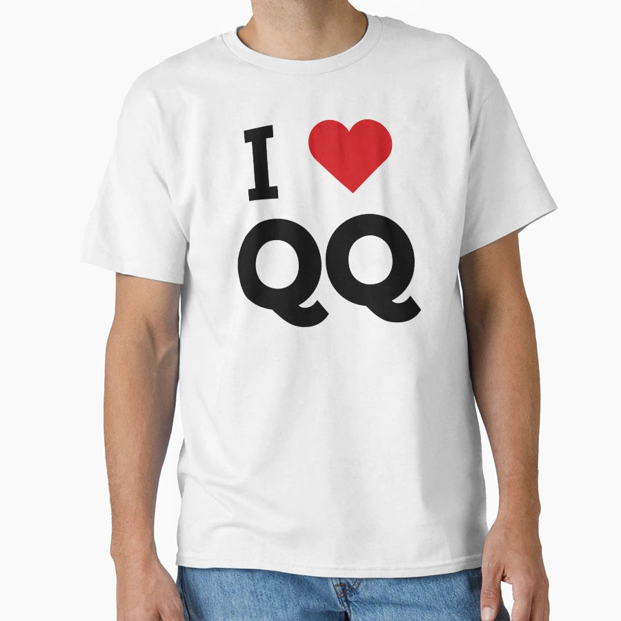 I Love Qq T-Shirt - Minimalist Print for Adults - T-Shirt, Sweatshirt, Hoodie