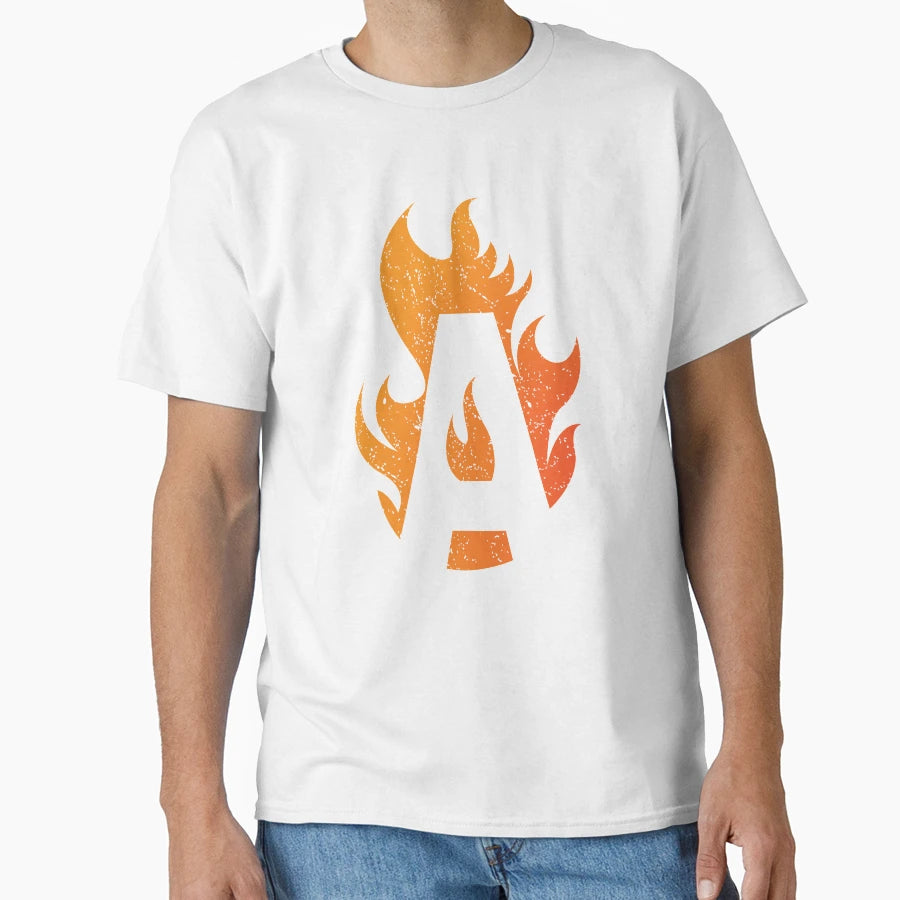 Letter Burning Flames Fire T-Shirt - Novelty Apparel for Adults - T-Shirt, Sweatshirt, Hoodie