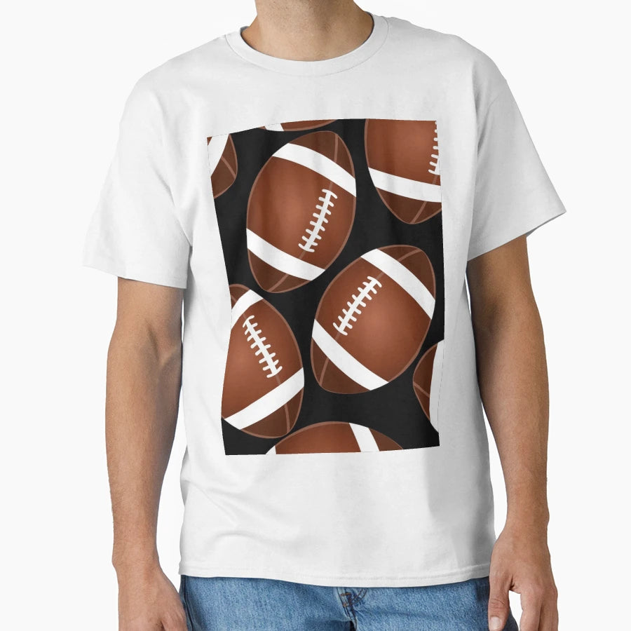 American Football Game Pattern Balls T-Shirt - Unique Graphic Men Women - T-Shirt, Sweatshirt, Hoodie