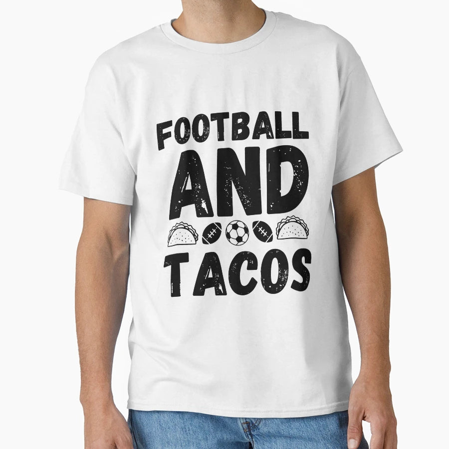 Football And Tacos Funny Football T-Shirt - Minimalist Print for Adults - T-Shirt, Sweatshirt, Hoodie