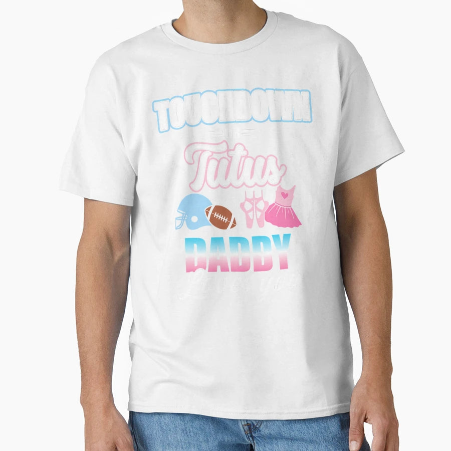 Gender Reveal Touchdowns Or Tutus T-Shirt - Custom Art Print for Adults - T-Shirt, Sweatshirt, Hoodie