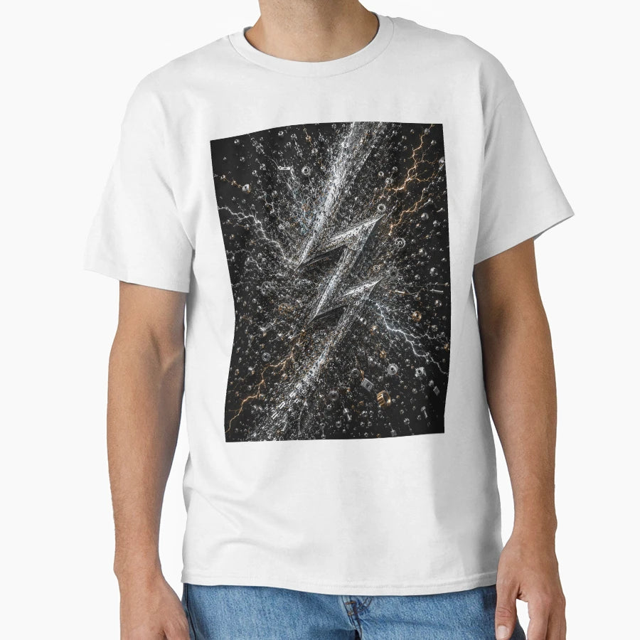 Fractured Lightning Mosaic Luxury T-Shirt - Unique Graphic Men Women - T-Shirt, Sweatshirt, Hoodie