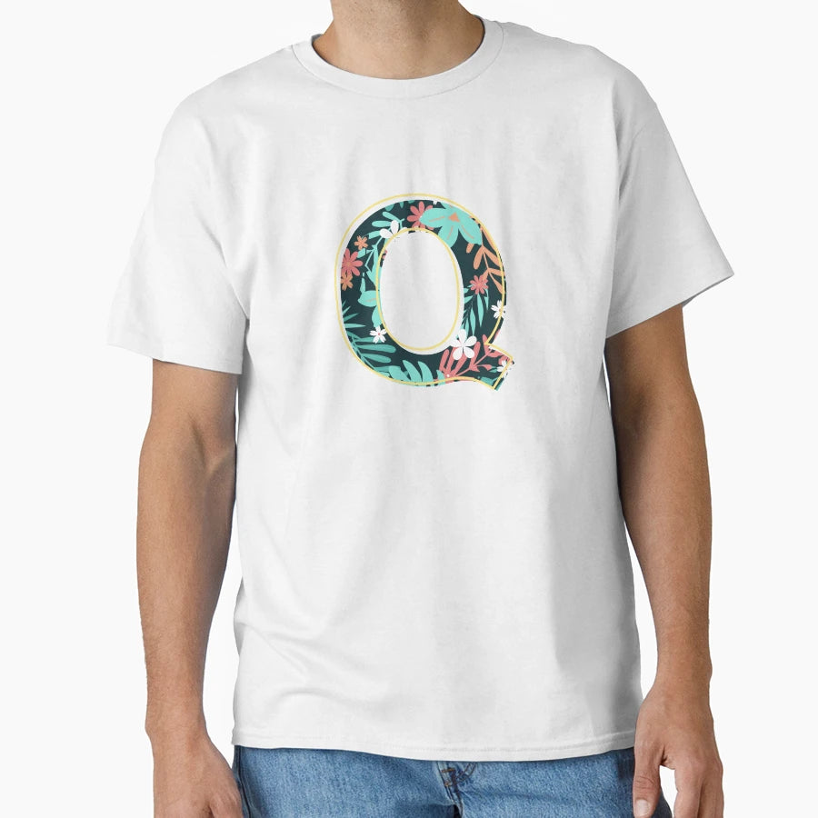 Letter Q Flowers T-Shirt - Fun Novelty Design for Adults - T-Shirt, Sweatshirt, Hoodie