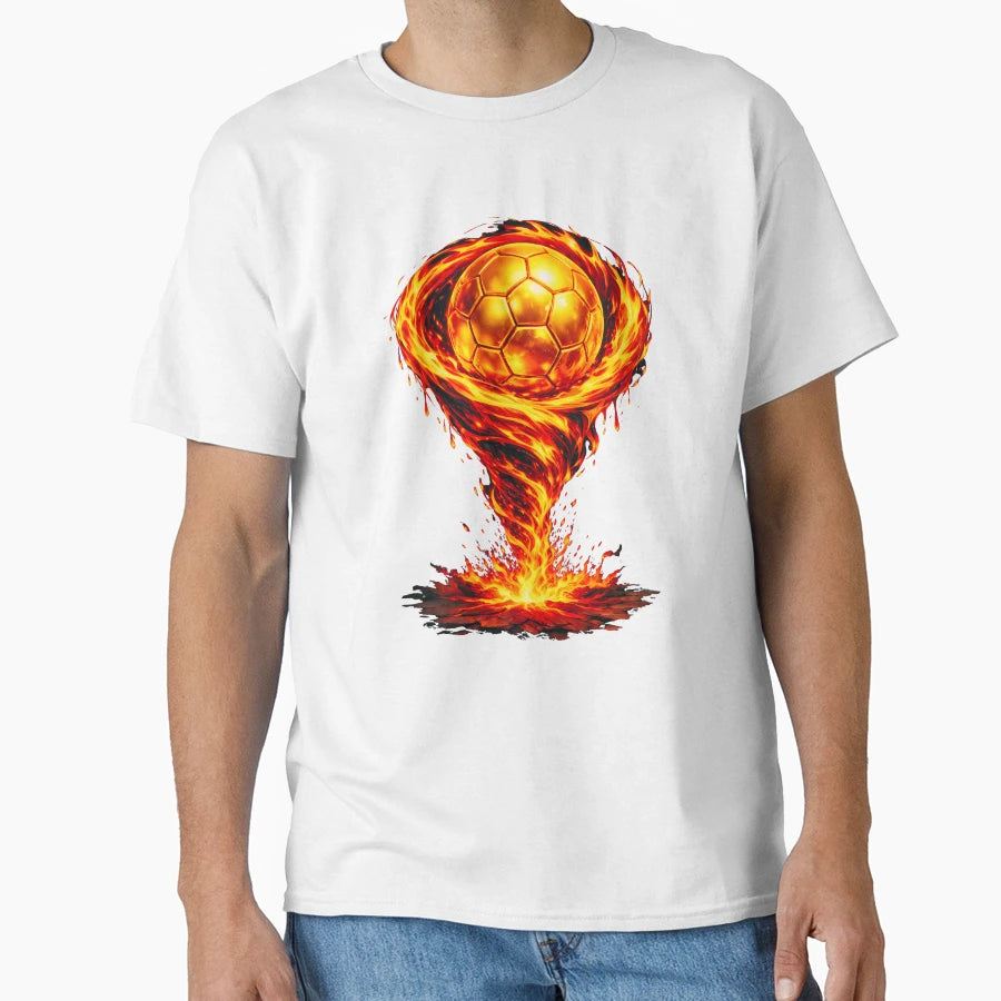 Gold Soccer Tornado Abstract T-Shirt - Minimalist Print for Adults - T-Shirt, Sweatshirt, Hoodie