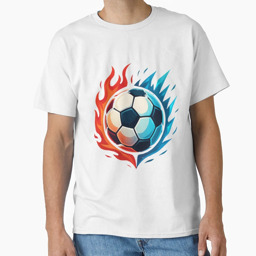 Fire And Ice Soccer Ball Game Day T-Shirt - Aesthetic Graphic for Adults - T-Shirt, Sweatshirt, Hoodie