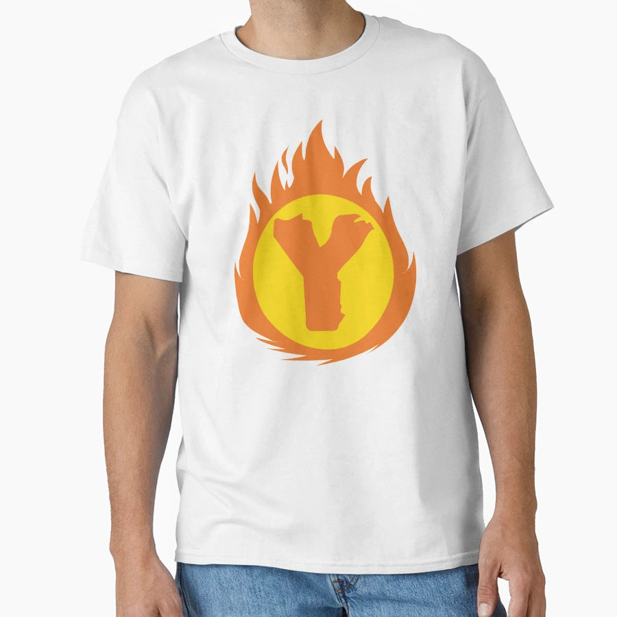Superhero Letter Y Fire Insignia T-Shirt - Aesthetic Graphic for Adults - T-Shirt, Sweatshirt, Hoodie