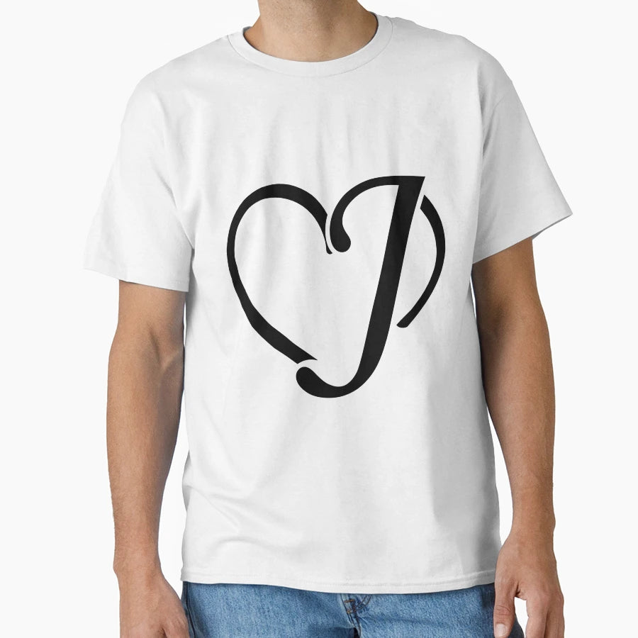 Heart Letter J Name Love Valentines T-Shirt - Novelty Apparel for Adults - T-Shirt, Sweatshirt, Hoodie