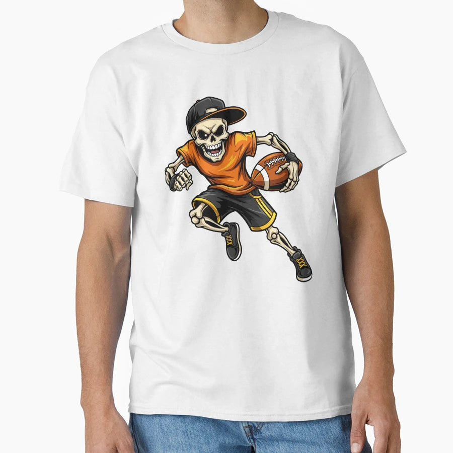Skeleton Football Player Holding Ball T-Shirt - Custom Art Print for Adults - T-Shirt, Sweatshirt, Hoodie