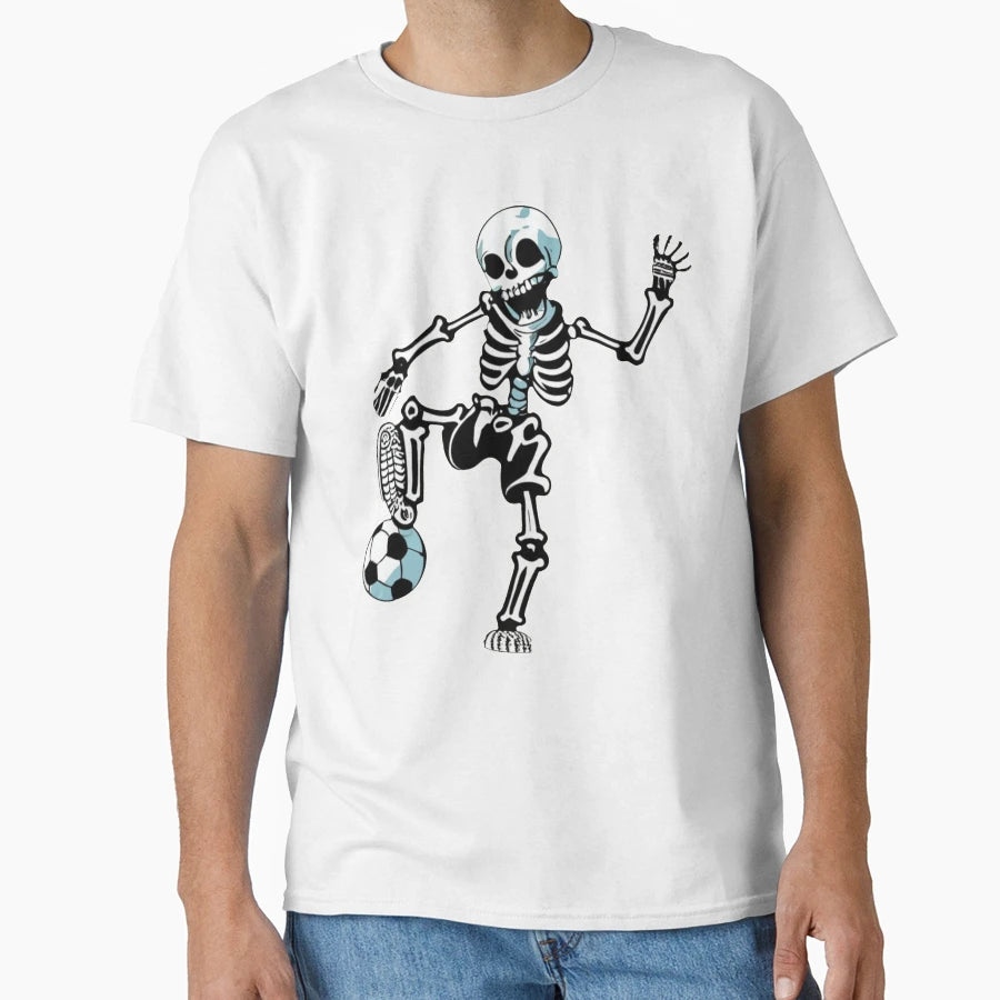 Skeleton Halloween Soccer Player T-Shirt - Graphic Print Men Women - T-Shirt, Sweatshirt, Hoodie