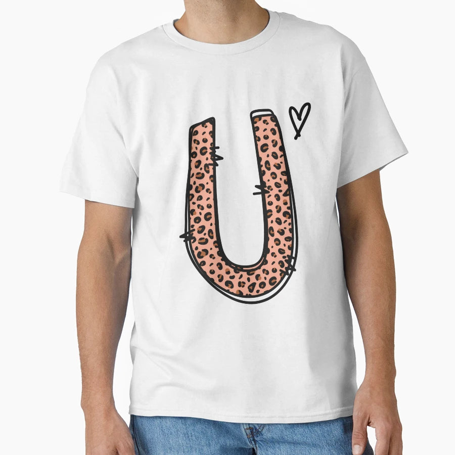 Monogram Letter U Leopard T-Shirt - Custom Art Print Men Women - T-Shirt, Sweatshirt, Hoodie